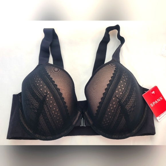 NWT Spanx Bra-llelujah! Illusion Lace Full Coverage Bra Black - Picture 2 of 11